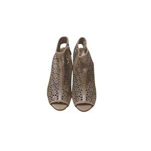 Ann Taylor Leather  Peep Toe High Heel Shoes Womens Sz 10M  Beige Stiletto Pump